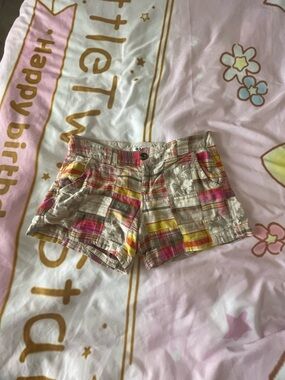 Old Navy Plaid Cotton Bermuda Shorts in Pink, Yellow and Cream
